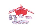 Leikkikeittiöt ja tarvikkeet - Bigjigs Tea Set in Red Storage Basket - BJ630