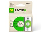 Akut ja akkukahvat - GP Recyko NiMH 3000mAh D 2's Paper Box - Green - 201250