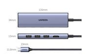USB hub - UGREEN Usb-C Multifunction Adapter USB hub - 3 porttia - hopea - 20956A-UG