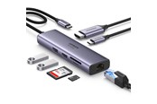 USB hub - UGREEN Usb-C Multifunction Adapter With Ethernet Interface USB hub - 7 porttia - hopea - 60515-UG