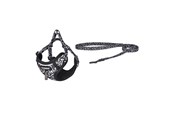 Koirat - Dogness walking set leash+harness for dog (black and white) - DOG SET BLACK