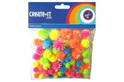 Askartelu- ja taidetarvikkeet - Haza Witbaard - Glitter Pompoms Neon 75pcs. - 192343