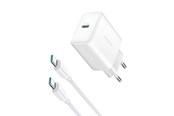 Puhelin - Adapterit & Laturit - Joyroom JR-TCF24 USB-C PD 30W QC SFC network charger - white + 1m USB-C cable - 6956116724801