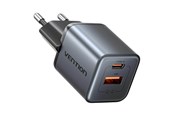 Puhelin - Adapterit & Laturit - Vention GaN USB-C + USB-A 30W Charger (Gray) - FEWH0-EU
