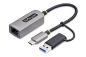 Verkkokortit (verkkosovittimet, tulostuspalvelimet jne.) - StarTech.com 2.5GbE USB-C to Ethernet Adapter with USB-A Converter - network adapter - USB-C 3.2 Gen 1 / Thunderbolt 3 - 10M/100M/1G/2.5 Gigabit Ethernet - U2GA-USB-C-ETHERNET