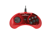 Pelit - lisävarusteet - Retro-Bit Crimson Red - Wired Controller - Sega Mega Drive - 849172017399