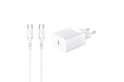 Puhelin - Adapterit & Laturit - GEAR Charger 220V 1xUSB-C PD/PPS 30W + USB-C to USB-C Cable - White - 665138