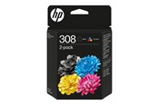 Mustepatruunat, värikasetit ja lisävarusteet - HP 308 / 6L6S6UE - 2-Pack Black and Color (Cyan Magenta Yellow) Ink - 6L6S6UE