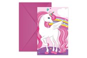 Lelut - Globos Invitations and Envelopes FSC Unicorn Rainbow Colors 6 pcs. - 93766