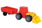 Ulkoleikit - Plasto  Tractor with frontloader & trailer (33 cm) - 1922000