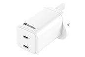 Puhelin - Adapterit & Laturit - Sandberg AC Charger Dual USB-C PD65W UK - 441-62