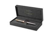 Kirjoitus- ja piirustustarvikkeet - Parker Sonnet Fountain Pen | Grey Lacquer with Gold Trims | Fine Stainless Steel Nib with Gold Coating | Black Ink Cartridge Refill | Gift Box - 2213680