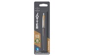 Kirjoitus- ja piirustustarvikkeet - Parker Jotter Ballpoint Pen | Grey Lacquer with Gold Trims | Medium Point | Blue Ink Refill - 2213724