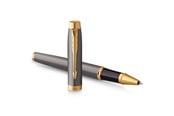 Kirjoitus- ja piirustustarvikkeet - Parker IM Rollerball Pen | Grey Lacquer with Gold Trims | Fine Stainless Steel Point | Black Ink Refill | Gift Box - 2213778
