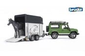 Leluautot - Bruder  Land Rover Defender Station Wagon with horse trailer and horse toy - BR2592