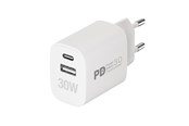 Puhelin - Adapterit & Laturit - Vivanco Fast GaN 30W 1xUSB-C PD/ USB-A Home Charger White - 64338