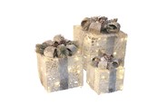 Sisustus - NORDIC WINTER Christmas gifts w/lights - set of 3 pcs - white - 780-051