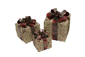 Sisustus - NORDIC WINTER Christmas gifts w/lights - set of 3 pcs - red - 780-052