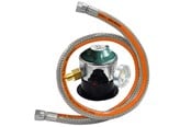 Grillit ja tarvikkeet - cozze Regulator w/manometer 30 BAR DK-NO-FI-IS 1.1M Steel flex hose Safety manometer for "leak" test. Easy 1/4" thread mounting. - 90800