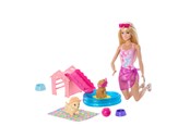 Nuket & tarvikkeet - Barbie Puppy Pool Party Aloha Blonde - JBF35
