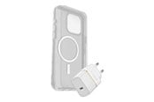 Puhelin - Kannet ja kotelot - OtterBox KIT Apple iPhone 15 Pro Max (Symmetry Clear MagSafe / Premium Glass AM / EU USB-C Wall Charger 30W - white) - 78-81248