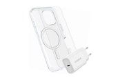 Puhelin - Kannet ja kotelot - OtterBox KIT Apple iPhone 16 (Symmetry Clear MagSafe / Premium Glass / EU USB-C Wall Charger 30W - white) - 78-81429