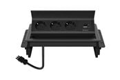 Virtakaapelit (ulkoinen) - Deltaco OFFICE - power strip - 1x21W A+C USB GST18 cable connector in-desk flip-up - GT-1400