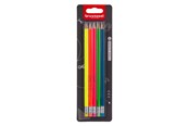 Luovat leikit - Bruynzeel Graphite Pencil Set Neon 5 Hb Pencils with Eraser - 60211105
