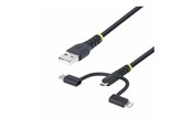 USB kaapelit - StarTech.com 3.3ft USB Multi Charging Cable Lightning/Micro-USB/Type-C - USB cable kit - 1 m - RLTCUB1MBK