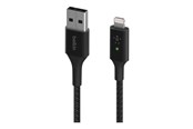 USB kaapelit - Belkin Smart LED USB-A to Lightning Cable Black - CAA007BT04BK