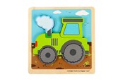 Palapelit - Bigjigs - Wooden Puzzle Tractor with Removable Shapes 5pcs. Puu - 37023