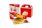 Puulelut - Bigjigs Wooden Burger and Fries Set 48pcs. - 37024