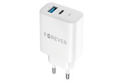 Puhelin - Adapterit & Laturit - Forever 30W charger 1 x USB-C PD & 1 x USB-A QC white - GSM172201