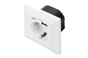 Pistorasiat ja kotelot - DIGITUS DA-70615 - socket-outlet - 1 power socket 2 USB sockets - white RAL 9003 - DA-70615