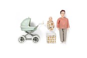 Nuket & tarvikkeet - Lundby far m/baby i barnevogn aftageligt tøj - 18241