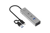 USB hub - I-Tec Universal Charging Metal HUB 2xUSB-C + 2x USB-A Port + Power Delivery 85W USB hub - 4 porttia - hopea - CAHUBMETAL2A2CPD