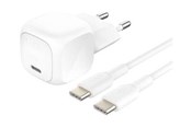 Puhelin - Adapterit & Laturit - Belkin BoostCharge power adapter - compact - 24 pin USB-C - 20 Watt - with USB-C cable (1m) - WCA009KQ1MWH-B6