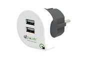 Virtakaapelit (ulkoinen) - Q2Power 2-Port 24W USB-A Vægoplader - 3,300100