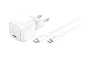 Puhelin - Adapterit & Laturit - Belkin BoostCharge power adapter - compact - 24 pin USB-C - 30 Watt - with USB-C to Lightning cable (1m) - WCA008KQ1MWH-B5