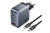 Puhelin - Adapterit & Laturit - Vention Power Charger 3x USB-C 1x USB-A 100W with 1m USB-C Cable - Grey/Black - TZ-FETH0-EU