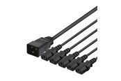 Sisäiset virtakaapelit - Deltaco - power splitter - IEC 60320 C20 to power IEC 60320 C13 - 1 m - DEL-113M