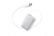 Powerbank - Anker Nano Power Bank (10K 45W Built-In Retractable USB-C Cable) - White Powerbank - Valkoinen - 10000 mAh - A1638H21