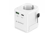 Virtakaapelit (ulkoinen) - Gembird Grounded universal travel power adapter - 20W - TPA-EU1A1C20-01-W