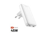 Puhelin - Adapterit & Laturit - FIXED Slim Travel Charger 2x USB-C 45W EU/UK/USA/AUS White - FIXCG45S-2CD-WH