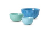 Kattaus - Lyngby Porcelæn - Rhombe Color Bowl Blue - Set of 3 - 25209