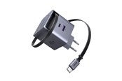 Puhelin - Adapterit & Laturit - UGREEN 65 W GaN Fast Charger with Retractable Cable - 65825