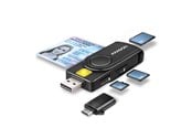 Muistikortinlukijat - adapterit ja kortinlukijat - AXAGON USB Smart Card / ID Card & SD / microSD / SIM Card PocketReader - CRE-SMP2A