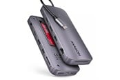 USB hub - AXAGON Gen2Combo 12-in-1 USB-C 10 Gbps HUB USB hub - 12 porttia - USB 3.2 - Harmaa - HMC-12GM2