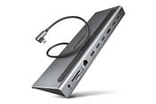 USB hub - AXAGON Triple 4K Display SuperSpeed USB-C Hub USB hub - 11 porttia - USB 3.2 - Harmaa - HMC-4KX3