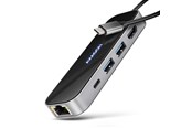 USB hub - AXAGON Glass 6-in-1 USB-C 5 Gbps Hub USB hub - 6 satamat - USB 3.2 - Musta - HMC-6GLN